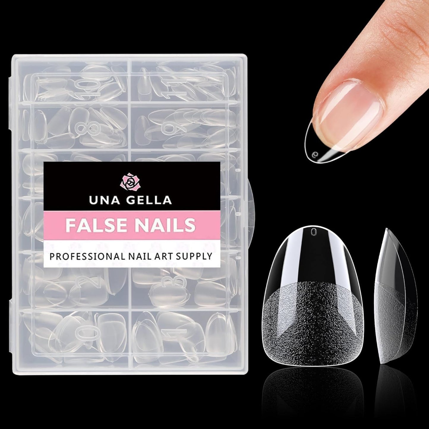 Almond Press-On Nails | 216 Pcs Full Cover Acrylic Tips | DIY Nail Extensions