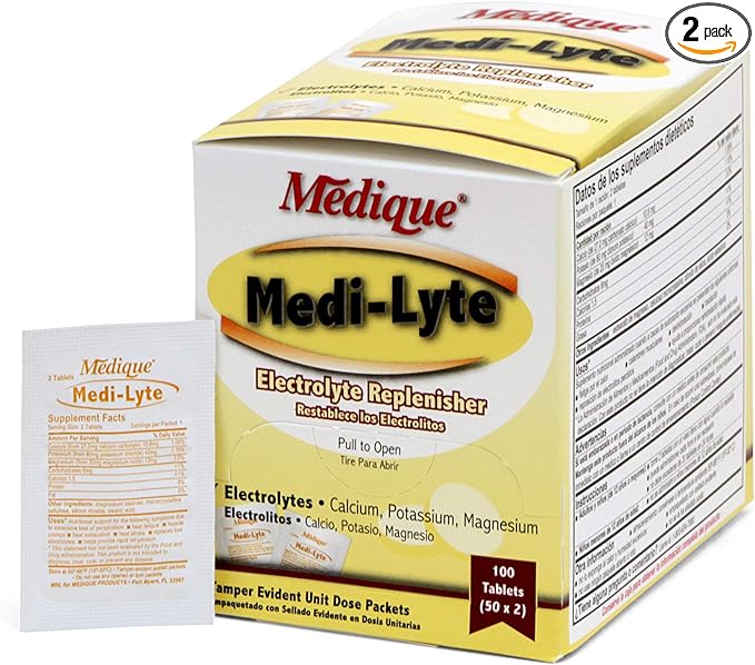 Medique 03033 Medi-Lyte Electrolyte Tablets w/ Potassium Chloride for Cramps, 100-Tablets