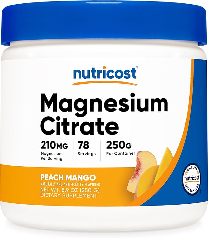 Nutricost Magnesium Citrate Powder (Peach Mango, 250 Gram)