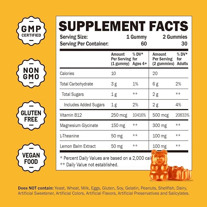 Magnesium Glycinate Gummies for Kids & Adults - Magnesium Glycinate 300mg Chewable Supplement - Promotes Sleep, Muscle, Relaxation (120Count)