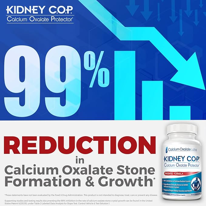 Kidney COP Calcium Oxalate Protector 120 Capsules, Patented Kidney Support for Calcium Oxalate Crystals, Helps Stops Recurrence of Stones, Stronger Than Chanca Piedra Stone Breaker Supplements 6 Pack
