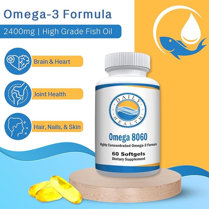 Omega 8060 2400mg Omega 3 Fish Oil Joint Health Supplement 60 softgel - 6 Month Supply - 6pk