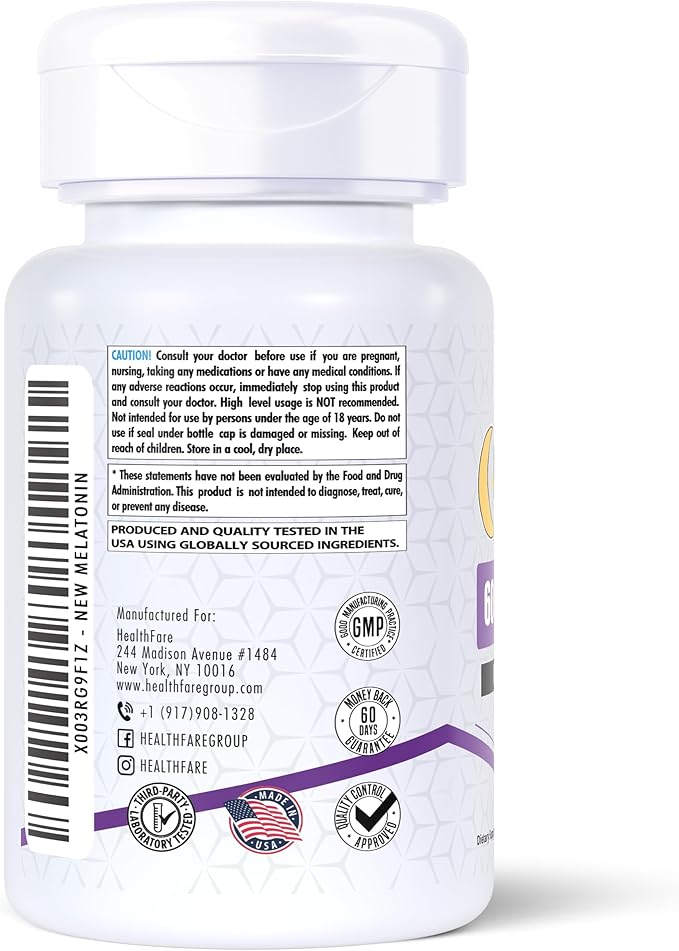 Melatonin 60mg | 90 Veg Capsules | Gluten-Free | Non-GMO | Unflavored | Made in USA