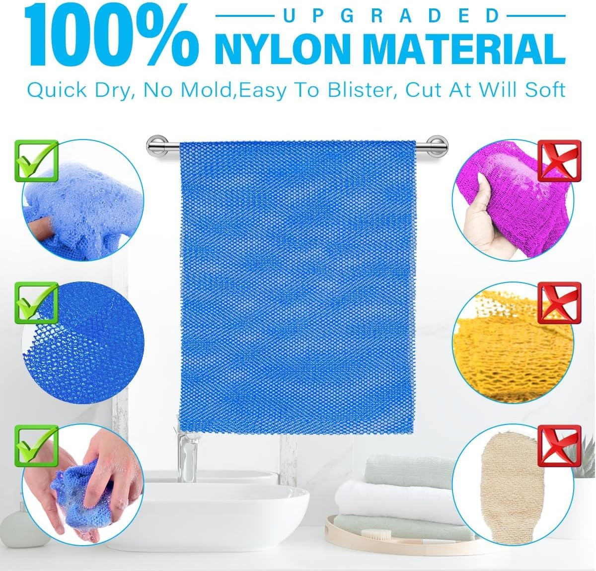 Exfoliating African Bath Sponge Set | 2-Piece Green Body Scrubber
