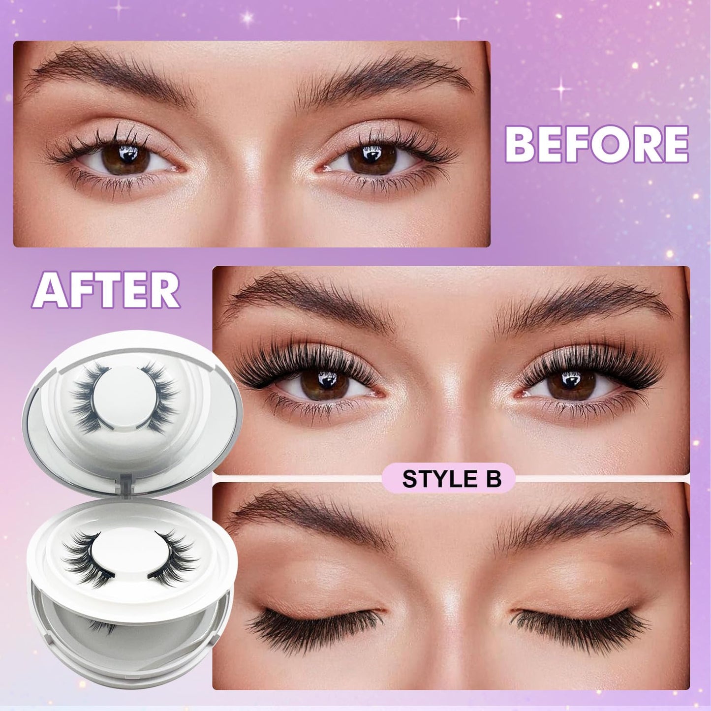 Elara Craft Magnetic Eyelashes with Applicator, Magnetic Eyelashes Natural Look,Reusable Magnet Lashes No Glue Needed Soft Lashes Kit(Natural+Simple)
