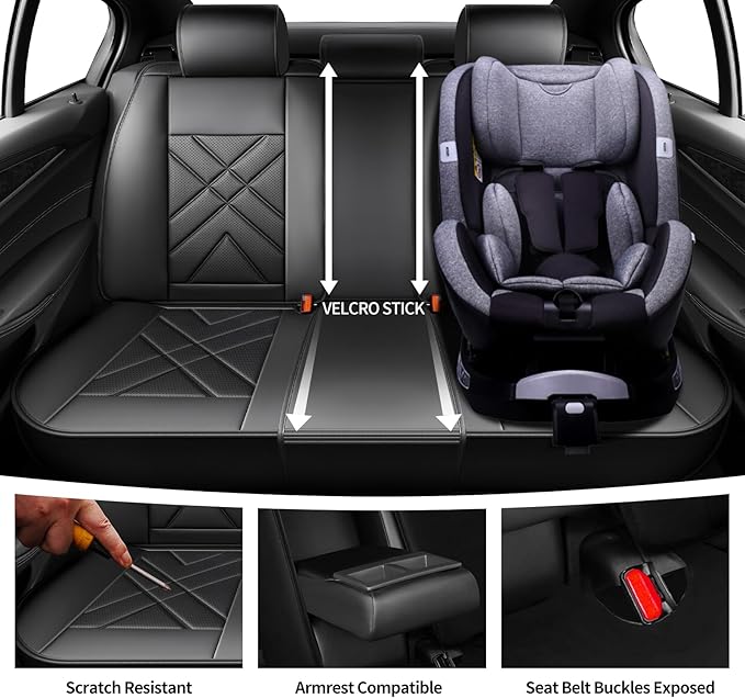 CX-3 Car Seat Covers Fit for Mazda CX-3 2016-2021, Full Coverage Premium Leather Waterproof Breathable Seat Covers, Automotive Seat Protectors, Airbag Compatible(Full Set Seats, Black Beige)