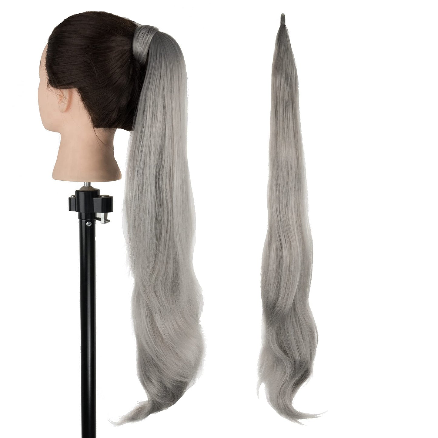 Imissu Hair Extension Pony Tail Flexible Hair Ponytails Hairpieces (Grey)