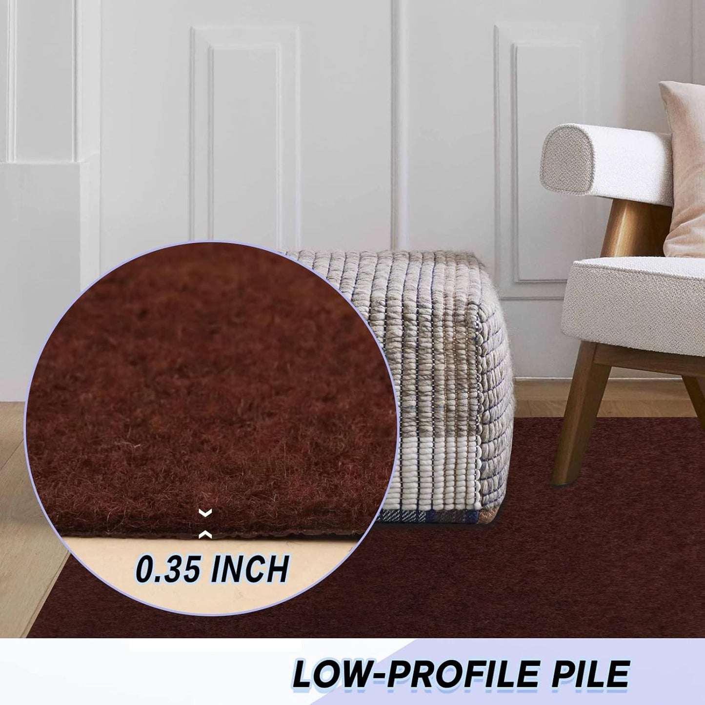 Custom Size Backed Non-Slip Area Rugs Runner, Easy Clean, Waterproof Runner Rugs for Hallway Entryway, Kitchen, Laundry, 2FT x 9FT, Brown