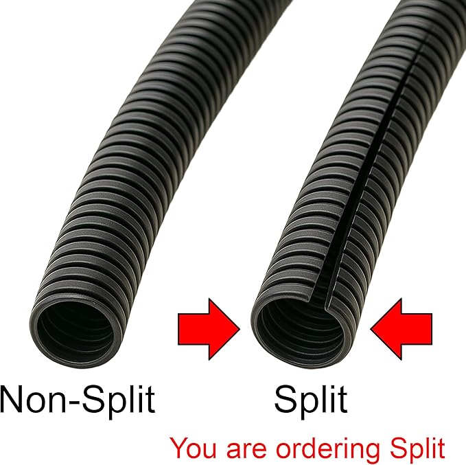 Electriduct Split Wire Loom Tubing Polyethylene Corrugated Flexible Conduit - 1" Nominal Size - 10 Feet - Blue