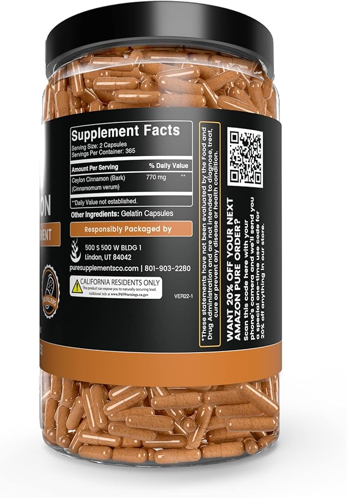 PURE ORIGINAL INGREDIENTS Psyllium Husk, Ceylon Cinnamon, & Apple Cider Vinegar Bundle, 730 Capsules Each, Lab Verified