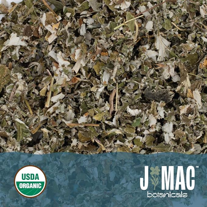 J Mac Botanicals, Organic Red Raspberry Leaf, Herbal tea (4 ounce bag 50+ cups) cut & sifted dried leaf