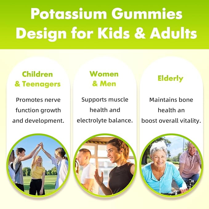softbear Potassium Chloride Gummies 1200mg, Sugar-Free Potassium Gummies for Adults Support Leg Cramps High Potency Potassium Chloride Supplement, Pineapple Flavor 120 Count