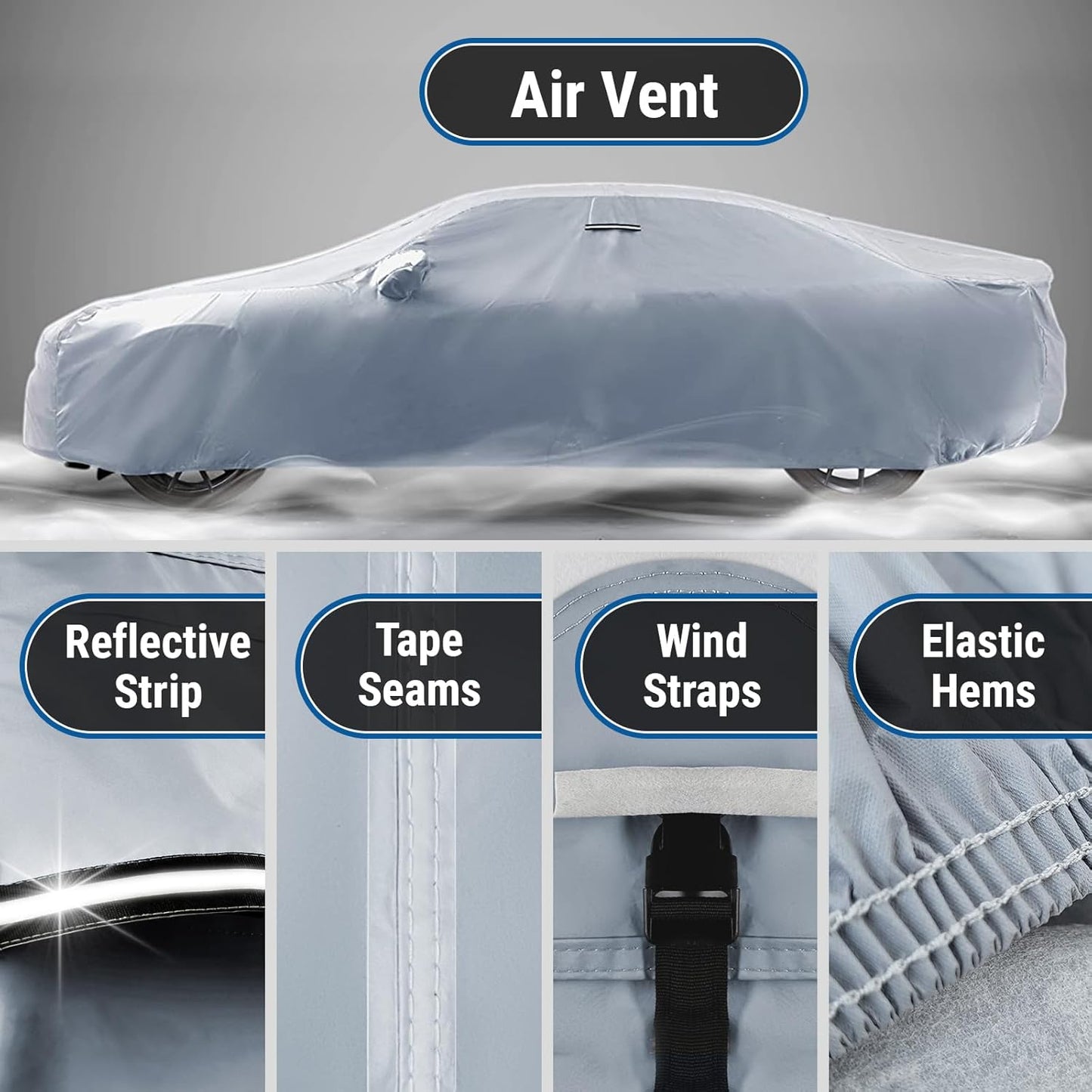 iCarCover Custom Car Cover for Chevy Sedan Delivery (1946-1960) Waterproof All-Weather Rain Snow UV Sun Protector Full Exterior Indoor Outdoor Car Cover (Stripe - Gray/Black)