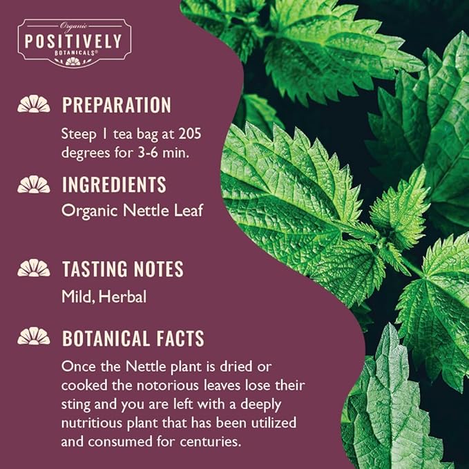 Organic Positively Botanicals Company, Nettle Leaf Herbal Tea Bags, 20 Count