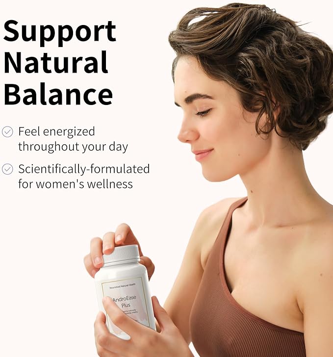 Nourished AndroEase Plus - Natural Balance Supplement for Women - Vegan Formula with Zinc & Saw Palmetto - 60 Capsules for Daily Wellness & Vitality - Made in USA