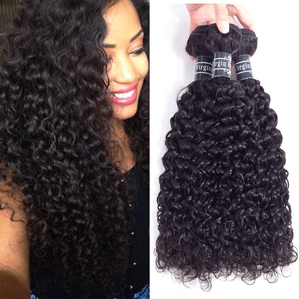 Amella Hair 8A 100% Unprocessed Virgin Brazilian Curly Hair Weave 3 Bundles(16 16 16,285G) Brazilian Virgin Human Hair Weave Nat