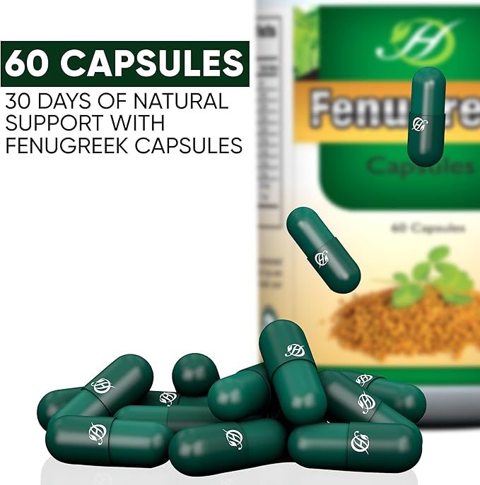 Fenugreek Capsules 60 Capsules | 100% All Natural Capsules Vegetarian Daily Supplement Beneficial