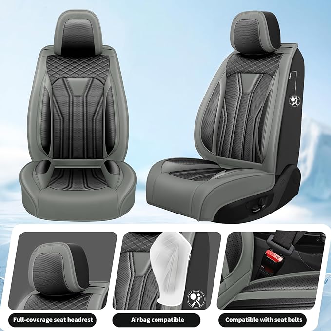 Fit CRV Car Seat Covers Premium Leather for Honda CRV cr-v 2011-2025 2026. Waterproof， Breathable, Scratch-Resistant & All-Weather Seat Cushion Protector (Full Set,Gray&Black)