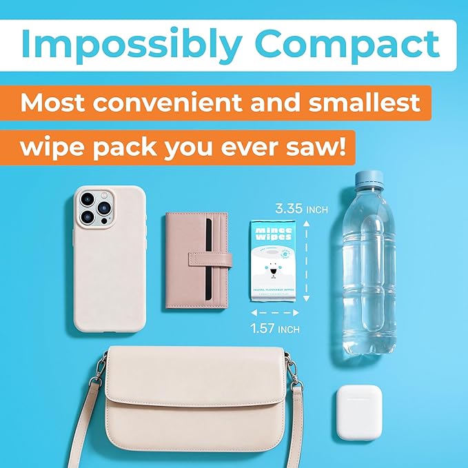 Impossibly Compact Travel Flushable Wipes - 99.5% Water and Aloe - Safe for Sensitive Skin & Hypoallergenic - Travel Essentials for Adults, Kids & Babycare, Unscented, 48 Pack 288 Wipes