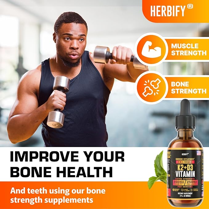 HERBIFY Bundle - K2 and D3 Drops & Valerian Root Tincture - Bone Strength & Nervous System Support