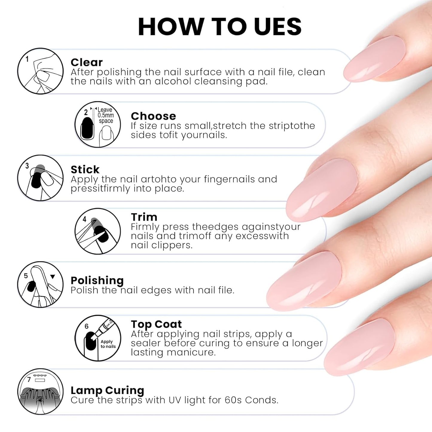 Semi Cured Gel Nail Strips | Built-In Gel Top Coat | UV Light Required | Salon Quality, Easy Application And Removal (Lilac Color)