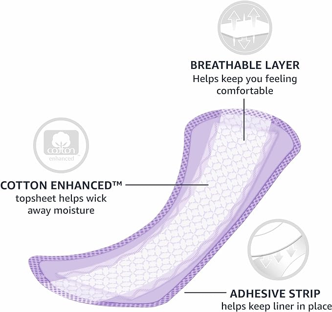 Amazon Basics Daily Pantiliner, Regular Length, Pads for Women, Unscented, 300 Count (6 Packs of 50) (Previously Solimo)