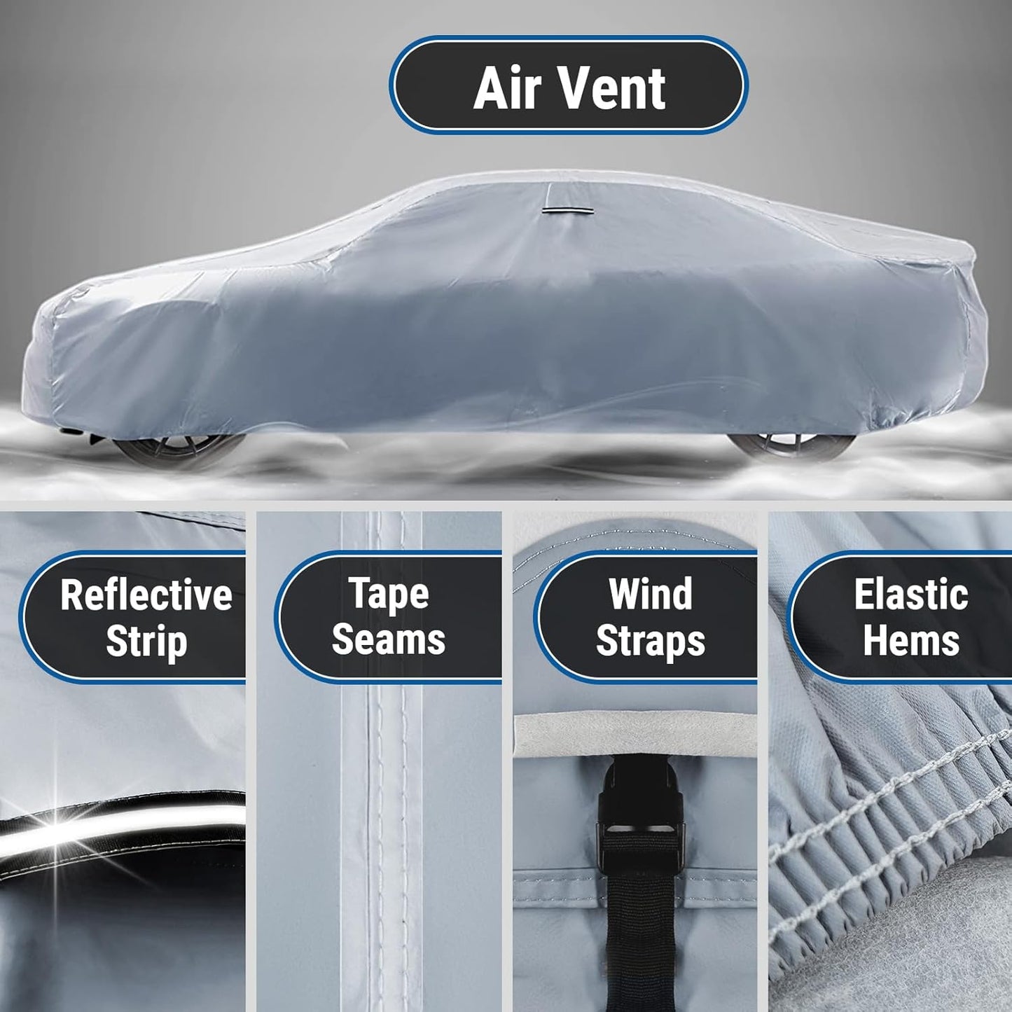 iCarCover Custom Car Cover for Buick Lesabre (1992-1999) Waterproof All-Weather Rain Snow UV Sun Protector Full Exterior Indoor Outdoor Car Cover (Stripe - Gray/Black)