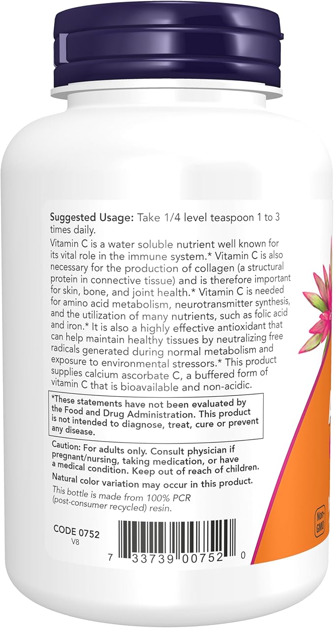 NOW Foods Supplements, Calcium Ascorbate Powder, Buffered, Antioxidant Protection*, 8-Ounce