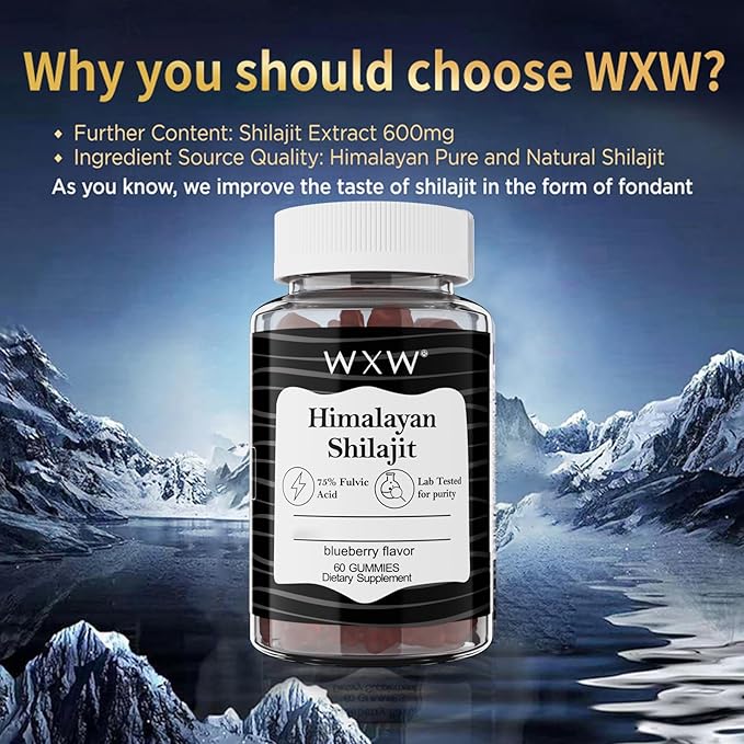 WXW Shilajit Gummies Pure Himalayan Organic Manuka Honey MGO +263 High Potency for Men & Women 85+ Trace Minerals 75% Fulsive Acid Lab Tested 240 Gummies