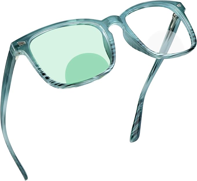 YEIN Bifocal Reading Glasses with Blue Light Blocking Lenses, Bifocal Reader for Women and Men, Vintage Square frame with Spring Hinge (+0.50/+2.75 magnification)