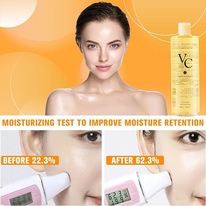 VC Toner-300ml,VC Toner Refreshing Hydrating Rejuvenating,VC Water Contains VC Ingredients Deeply Hydrate and Enhance Skin Elasticity,Deep Moisturing,Refreshing Water Lotion for All Skin Types