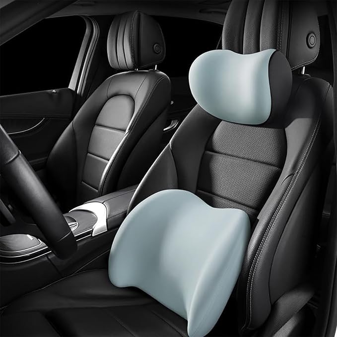 Car Back Support Neck Pillow for Ford F-250 2000-2024, Comfortable Soft Car Seat Headrest Neck Rest Cushion Lumbar Support Pillow with Adjustable Strap, Blue