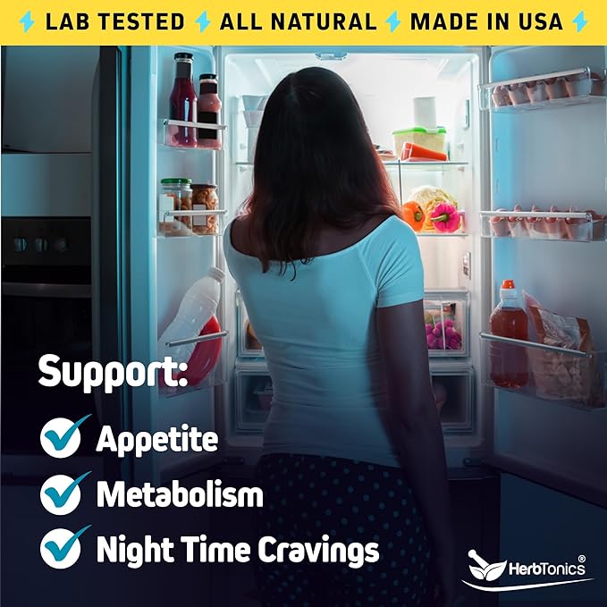 Herbtonics Night Time Weight Supplement & Sleep Aid – Dual-Action Metabolism & Appetite Support | Melatonin, L-Theanine, Lemon Balm, Green Tea Extract | GLP-1 Support | 60 Vegan Capsules