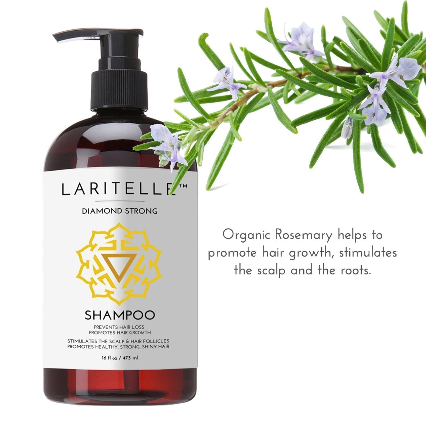 Organic Anti-Thinning Shampoo Diamond Strong | RECOMMENDED BY DERMATOLOGISTS for Hair Loss Prevention | Strengthening, Follicle Stimulating | Argan, Rosemary, Lemongrass, Ginger & Cedarwood