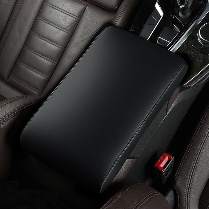 Car Armrest Covers for Mercedes Benz SLK 200 200K 250 280 350 Premium Leather Center Console Armrest Cushion Pad Anti-Scratch Soft Support for Elbow Auto Interior Accessories, Black Style