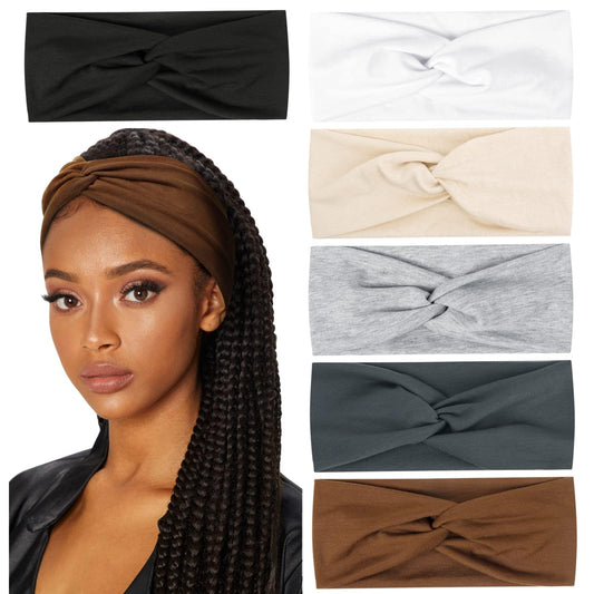 Huachi Wide Headbands For Women'S Hair Fashion Turban Elastic Head Bands Non Slip Twisted Headwraps Workout Hair Accessories, 6