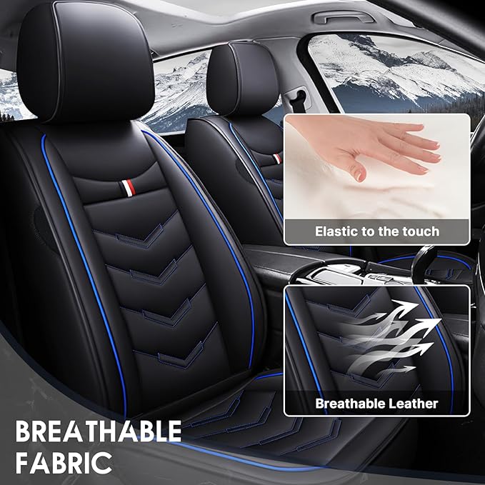 Car Seat Cover 7 Seats for Hyundai Palisade 2020-2025, Durable Wear Resistant Waterproof Sport Seat Cover, Breathable No Odor Premium Leather Vehicle Seat Covers.(Standard,Black Blue)