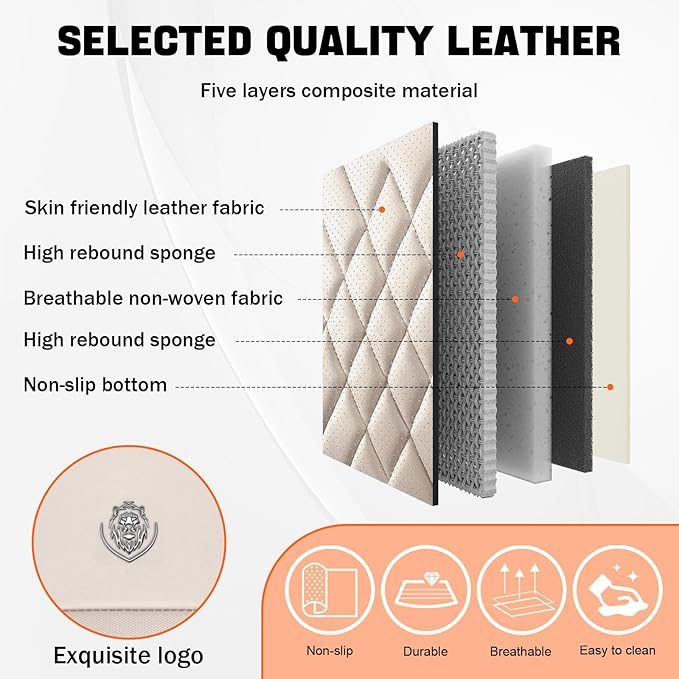 Car Seat Covers Compatible with Toyota Camry 2012-2026 Durable Waterproof Automotive Seat Covers Stretchable, Airbag Compatibility, Premium Nappa Leather(Beige Brown, 2 Pcs Front with Pillow)