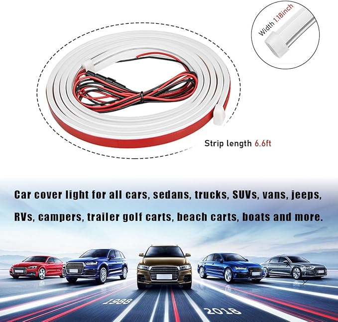 Ohleats 79 Inch Car Hood Light Strip, Exterior Flexible Daytime LED Running Light, Waterproof Auto LED Strip Light with Dynamic Scan Start-up Effect, Car Accessories for SUV Truck (Blue)