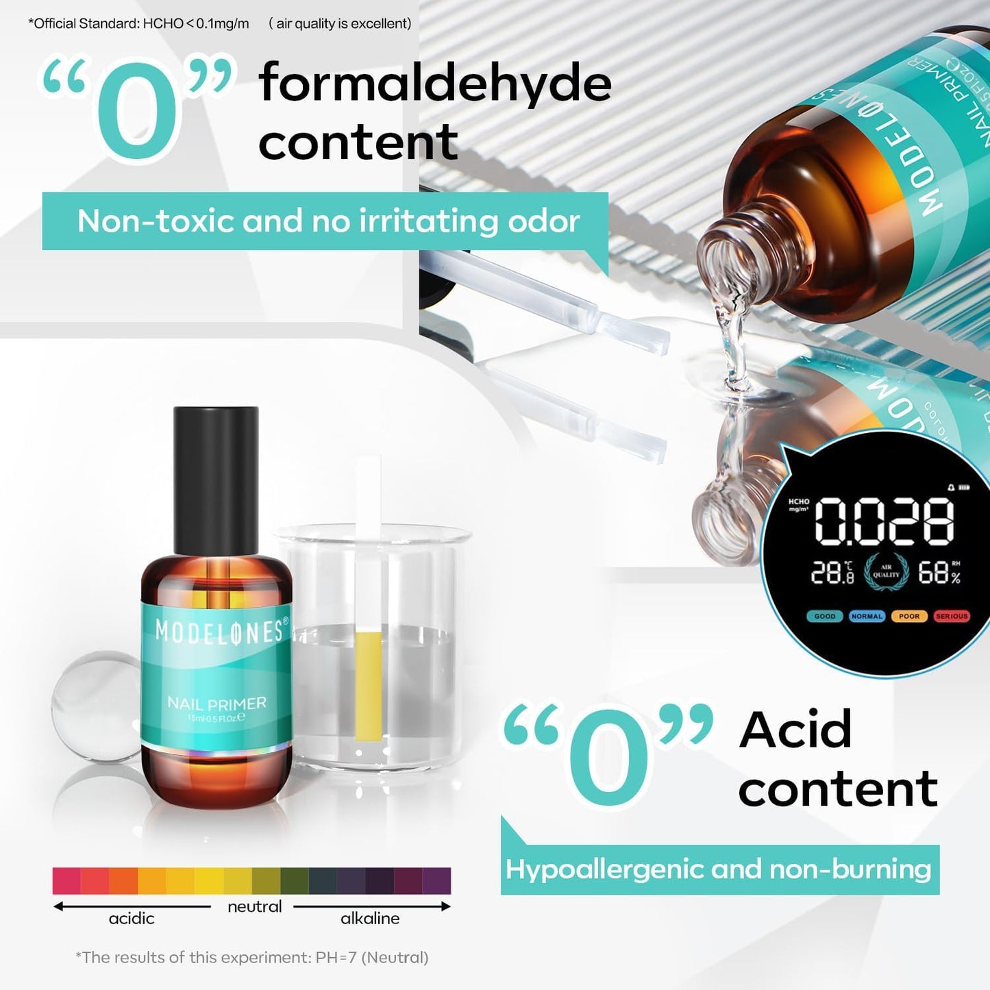 Modelones 4 Pcs Nail Dehydrator & Primer Set | Acid-Free, Hema-Free, 15 ml