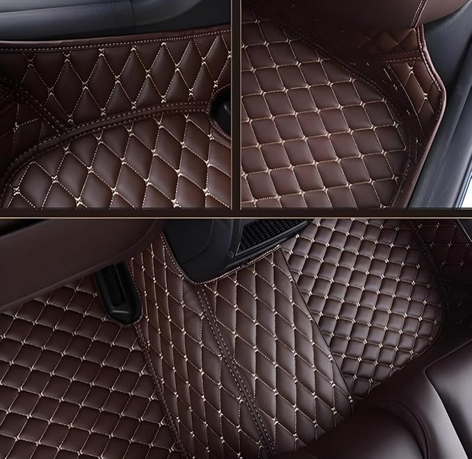 Customize Car Floor Mats for 99% Sedan SUV Sports Car All Weather Leather Full Coverage Waterproof Non-Slip Vehicle Lining Pads (Black Green Splicing)
