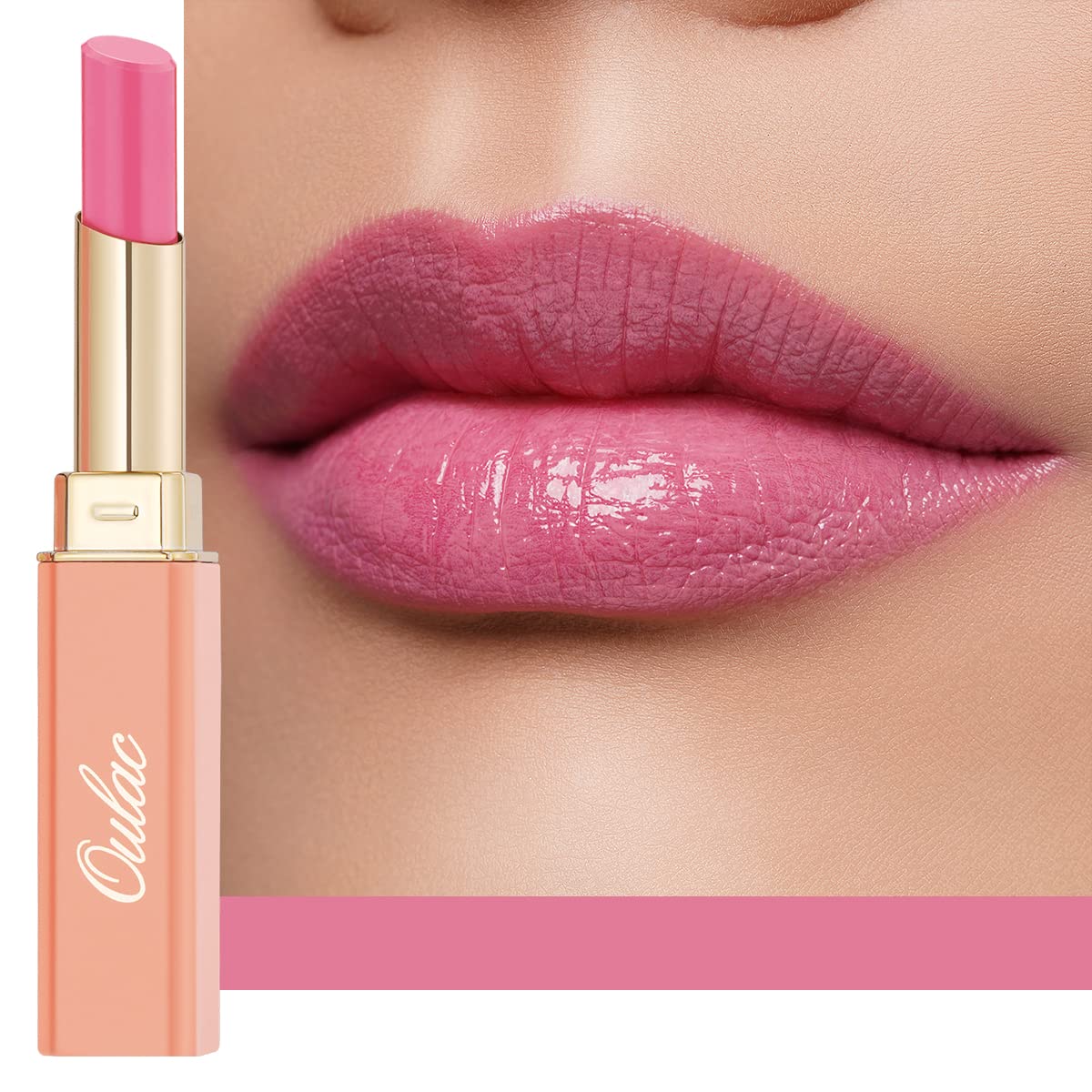 Oulac Pink Lipstick Moisturizing Shine Lipstick - Moisturizing Lip Stick Glossy Tinted Lip Balm, Sheer Shine Juicy Finish, Light