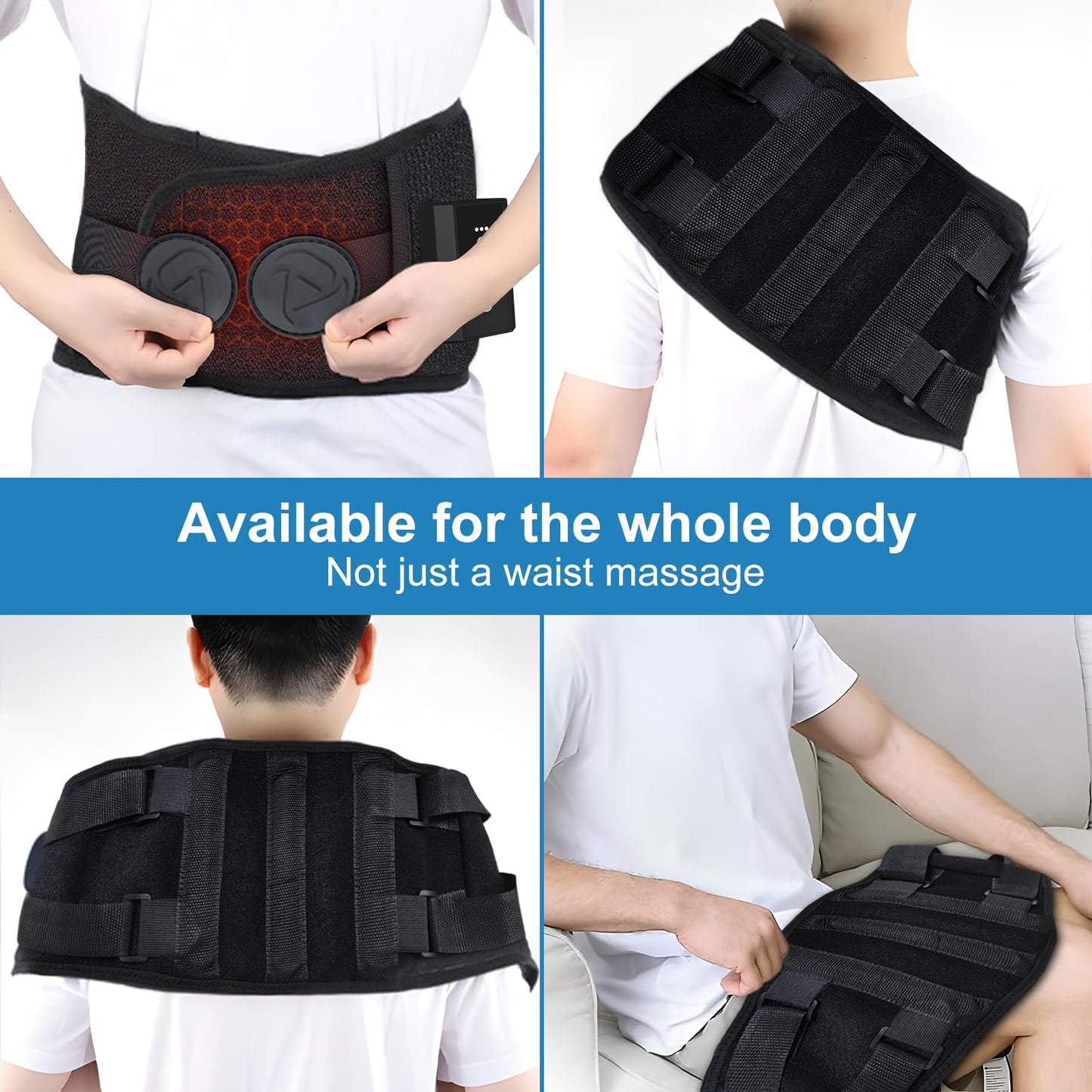 Heating Pad for Period Cramps Back Pain Relief,Electric Heating Pad for Low Back Massager,3 Heat, Black,43"x 6" +20" Extended Belt Gifts for Women/Men/Mom