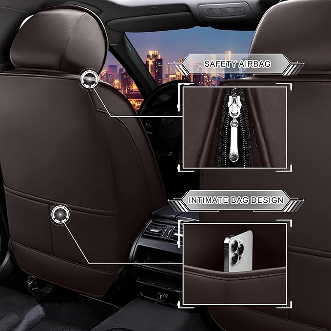 CTDS Car Seat Covers for Mazda CX-5 CX-3 CX-7 CX-9 CX-50 CX-30 CX-70 CX-90 2007-2026, Stylish Sport Seat Cover, Premium Nappa Leather Car Seat Cover.(Standard 2 Seats/Coffee Color)