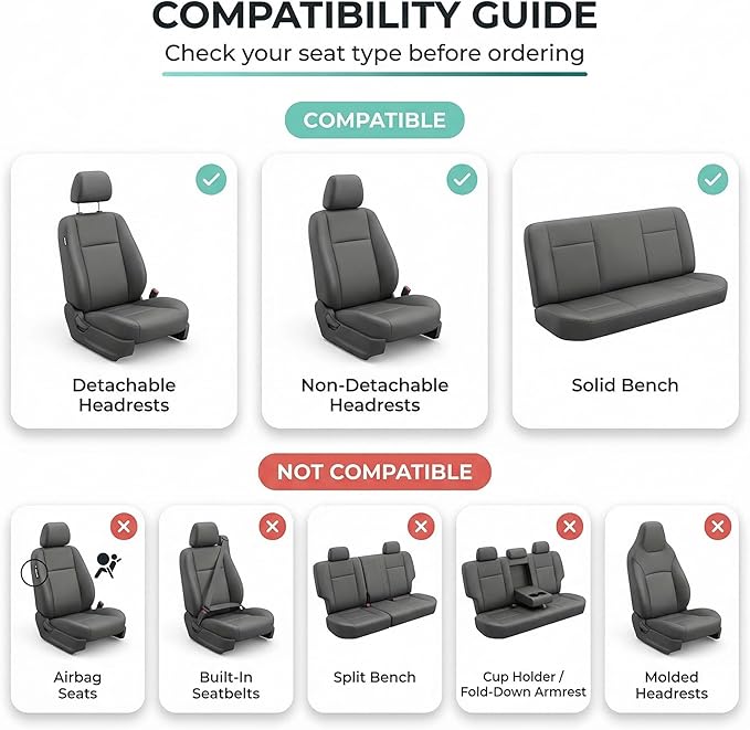 FH Group Car Seat Covers Classic Cloth Seat Covers Full Set with Gift – Universal Fit for Cars Trucks & SUVs (Black) FB102114