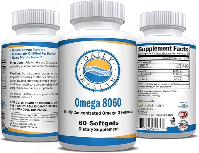 Omega 8060 2400mg Omega 3 Fish Oil Joint Health Supplement 60 softgel - 1 Month Supply
