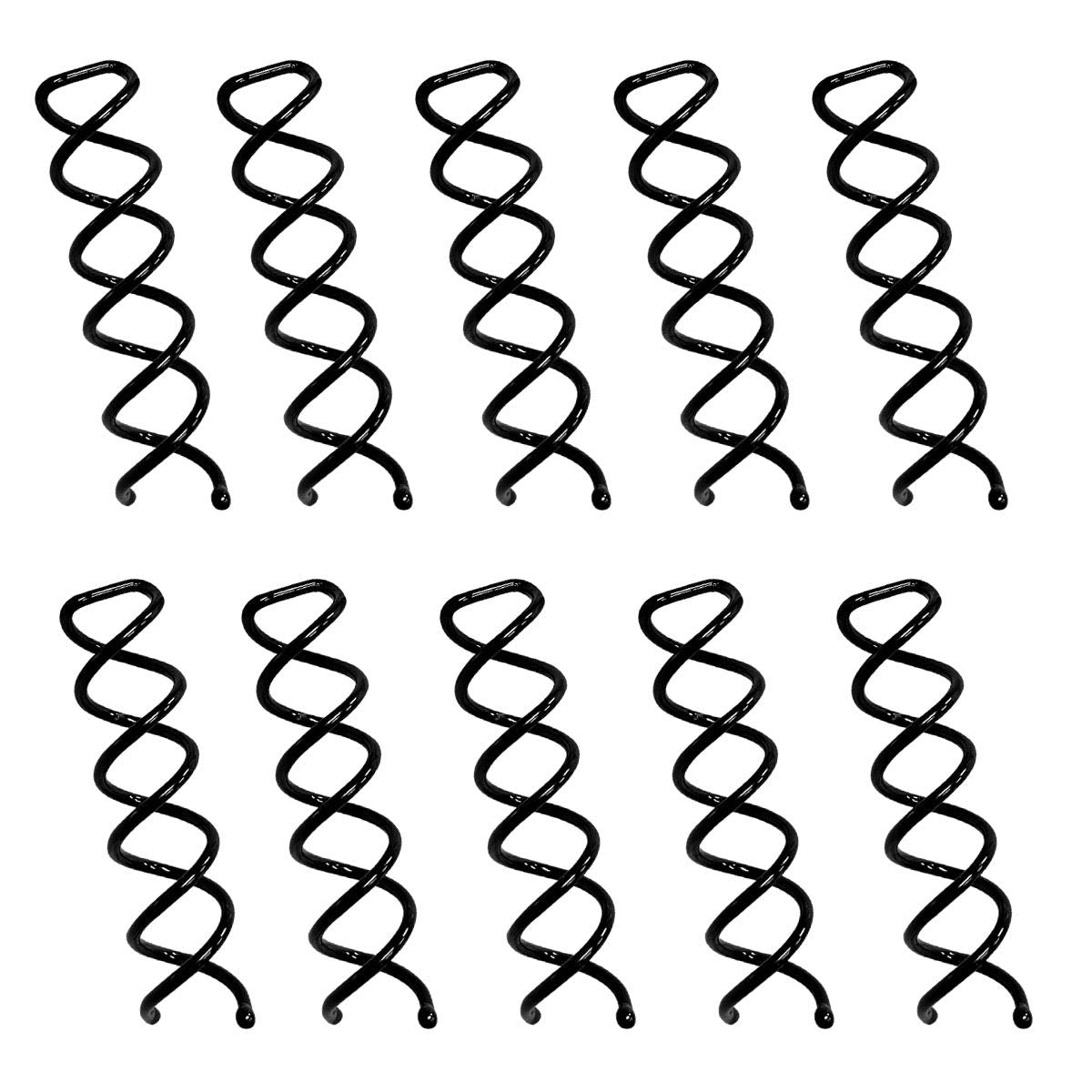 10Pcs Spiral Hair Pins, Non-Scratch Ball Tips Screw Pins For Diy Hair Style (Black)