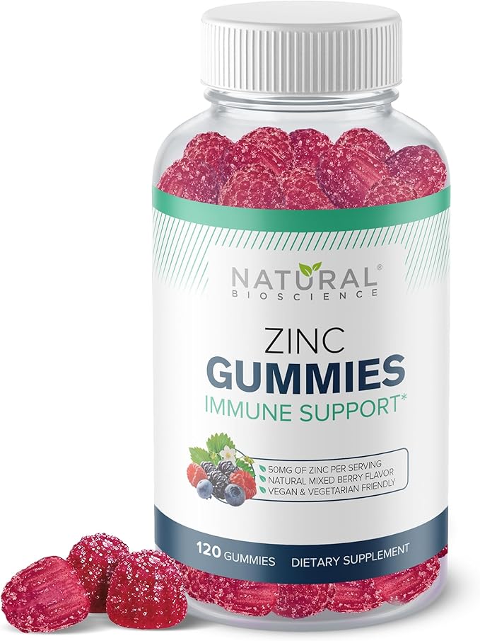 Zinc Gummies 50mg - Immune Support, Skin Health, Antioxidant, High Potency Daily Zinc Supplement for Adults, Chewable Zinc Citrate Gummies, Vegan, Gluten-Free, Non-GMO, 120 Gummies