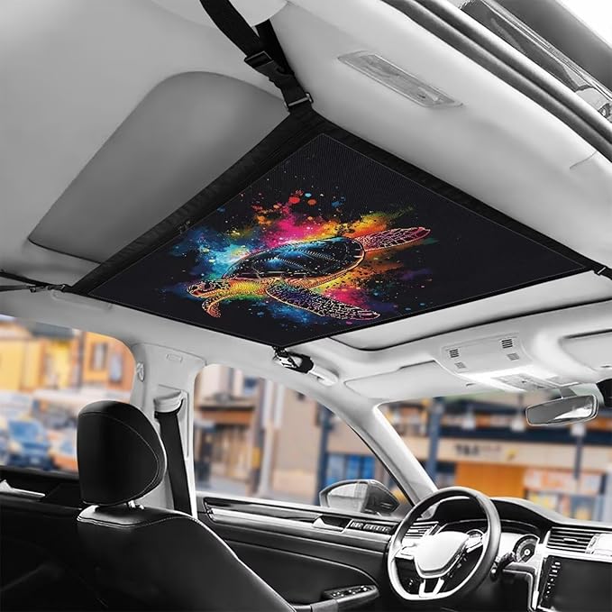 Generic Sea Turtles Car Ceiling Cargo Net for SUV, Car Ceiling Storage Bag,Truck Netting for Cargo,Load Capacity Truck Interior Accessories for Van,Double-Layer Mesh Car Roof Camping Essentials