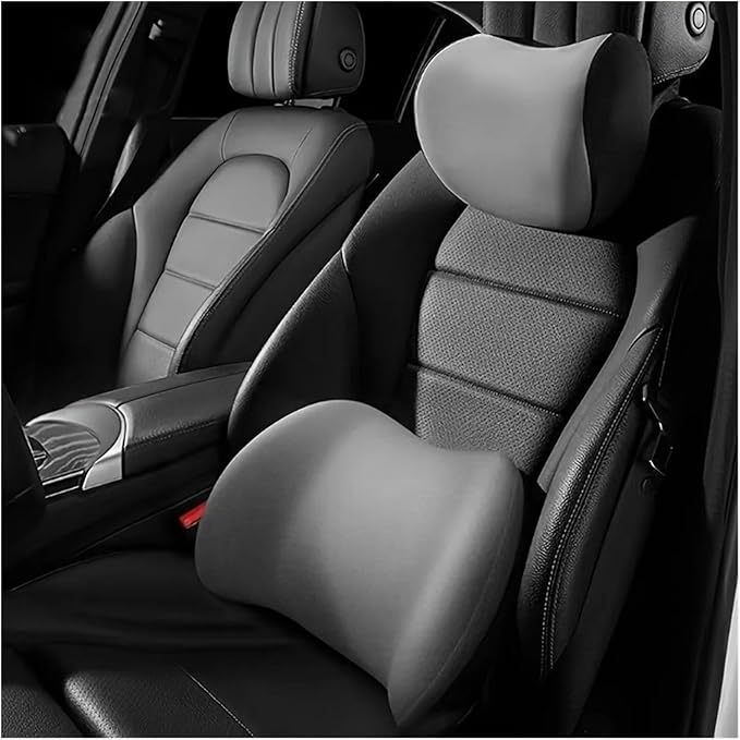 Memory Foam Car Neck Pillow & Waist Cushion - Soft fit for Seat Headrest & Lumbar Support for Comfort(Hb-Black Headrest1PC)